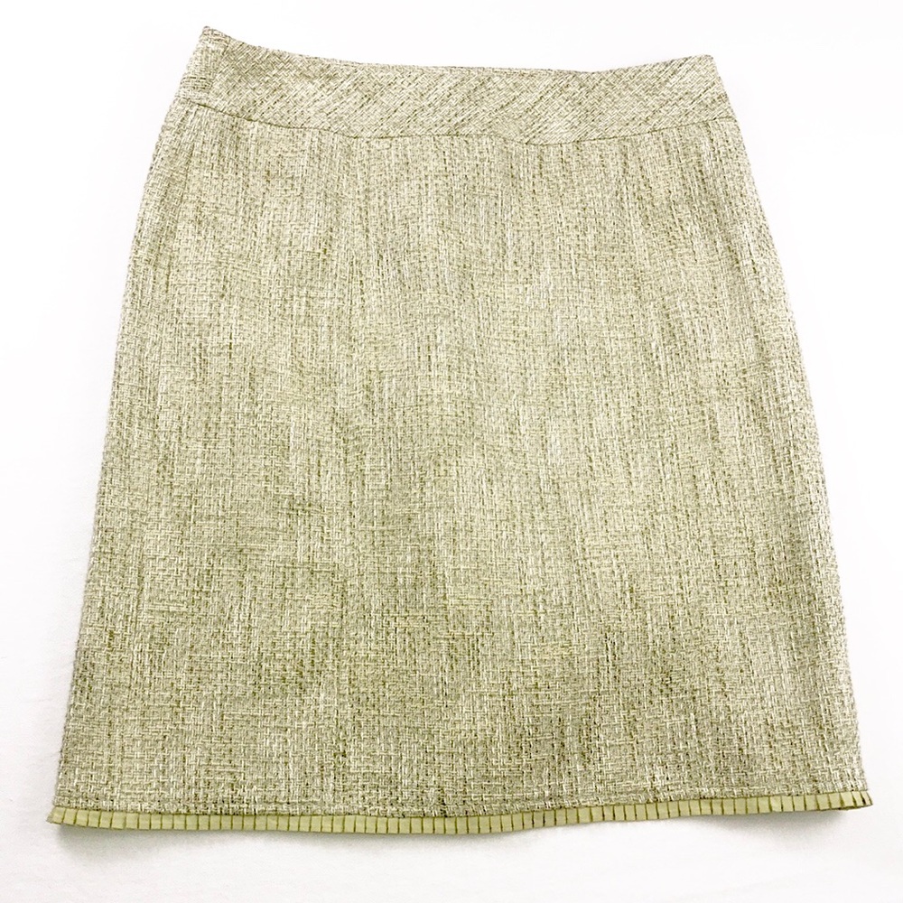 Ann Taylor | Green Tweed Pencil Skirt